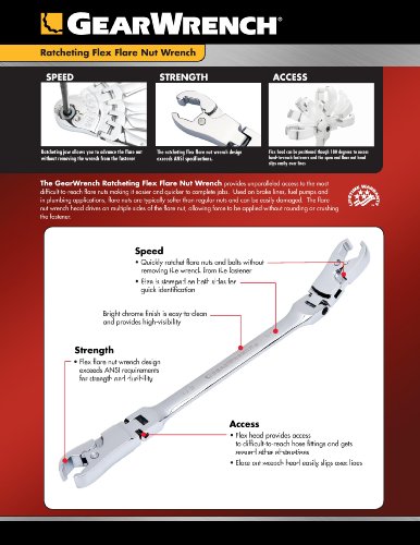 Gearwrench Ratcheting Flex Head Flare Nut Wrench, 15Mm X 17Mm - 89105 #TOP1
