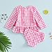 Multitrust Baby Girl Long Sleeve Swimsuit Ruffled Plaid Rash Guard Bikini Set Bathing Suit Toddler Girls Beach Swimwear Sunsuit (Pink, 12-18 Months)
