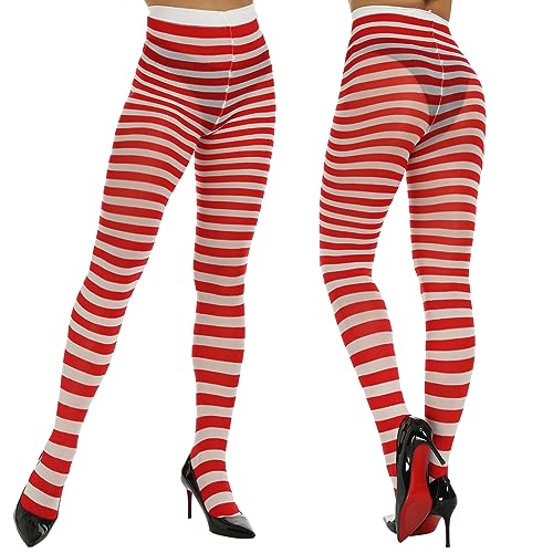 Yilanmy Halloween Striped Tights for Women Witch Tights Full Length Opaque Pantyhose 2 Pairs4