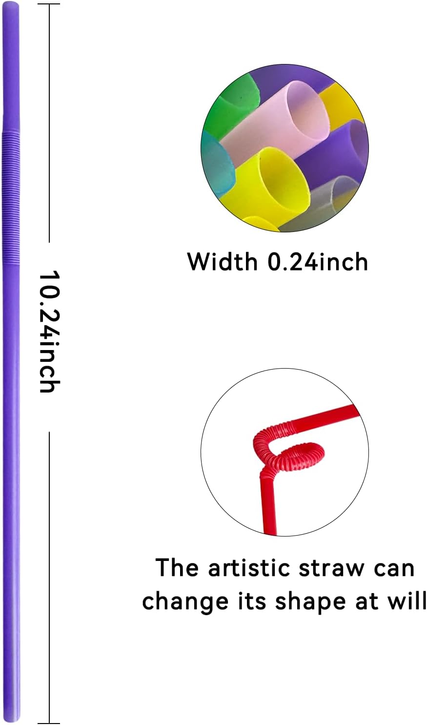 YAOSHENG 200pcs Yellow Straw 10.23" x 0.23"Solid Colors Flexible Drinking Straws, Plastic Disposable Bendy Straws (yellow) - Image 2