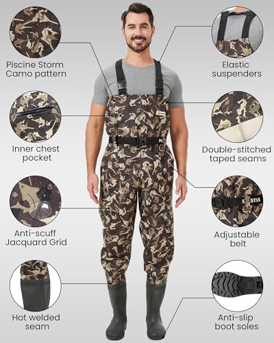 Waders de pesca e impermeable overol de caza con mosca dos capas para hombre y mujer 2