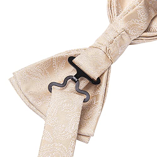 Image of Hi-Tie Bow Ties for Men Pre-Tied Pocket Square with Cufflinks Mens Bowtie Sets for Wedding Formal Party