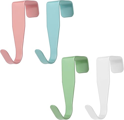 Giantree Paquete de 4 ganchos para puerta de gabinete, ganchos blancos de acero inoxidable para puertas de gabinete y habitación