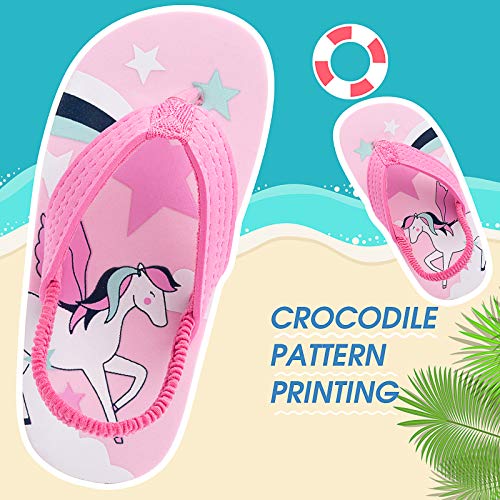 techcity Toddler Boys Girls Flip Flops Kids Unicorn Dinosaur Sandals Beach Pool Water Shoes with Back Strap4