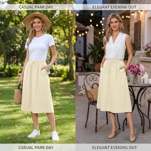 Image of Witsmile Women's Summer Pleated High Waisted Casual Flowy Skirt Pockets