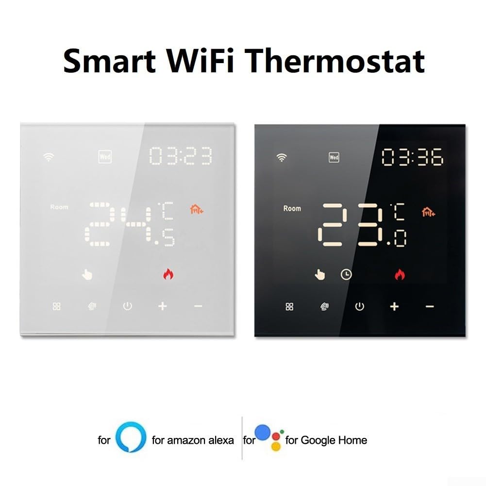 Termostato Ambiente WiFi Programmabile Settimanale per Sistemi di Riscaldamento e Raffreddamento - Cronotermostato Digitale con Risparmio Energetico fino al 23% - Compatibile per siri (White Electric)