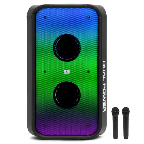 Image of Bluetooth Party Speaker Tronica Trigon Rowdy 50W, with 2 Wireless Karaoke Microphones, RGB Disco Lights, USB, AUX, FM & SD Card Support, 4 Hours Playback