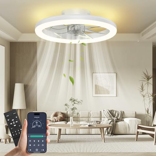 Nalezuns Deckenventilator mit Beleuchtung, 40cm LED Dimmbar...