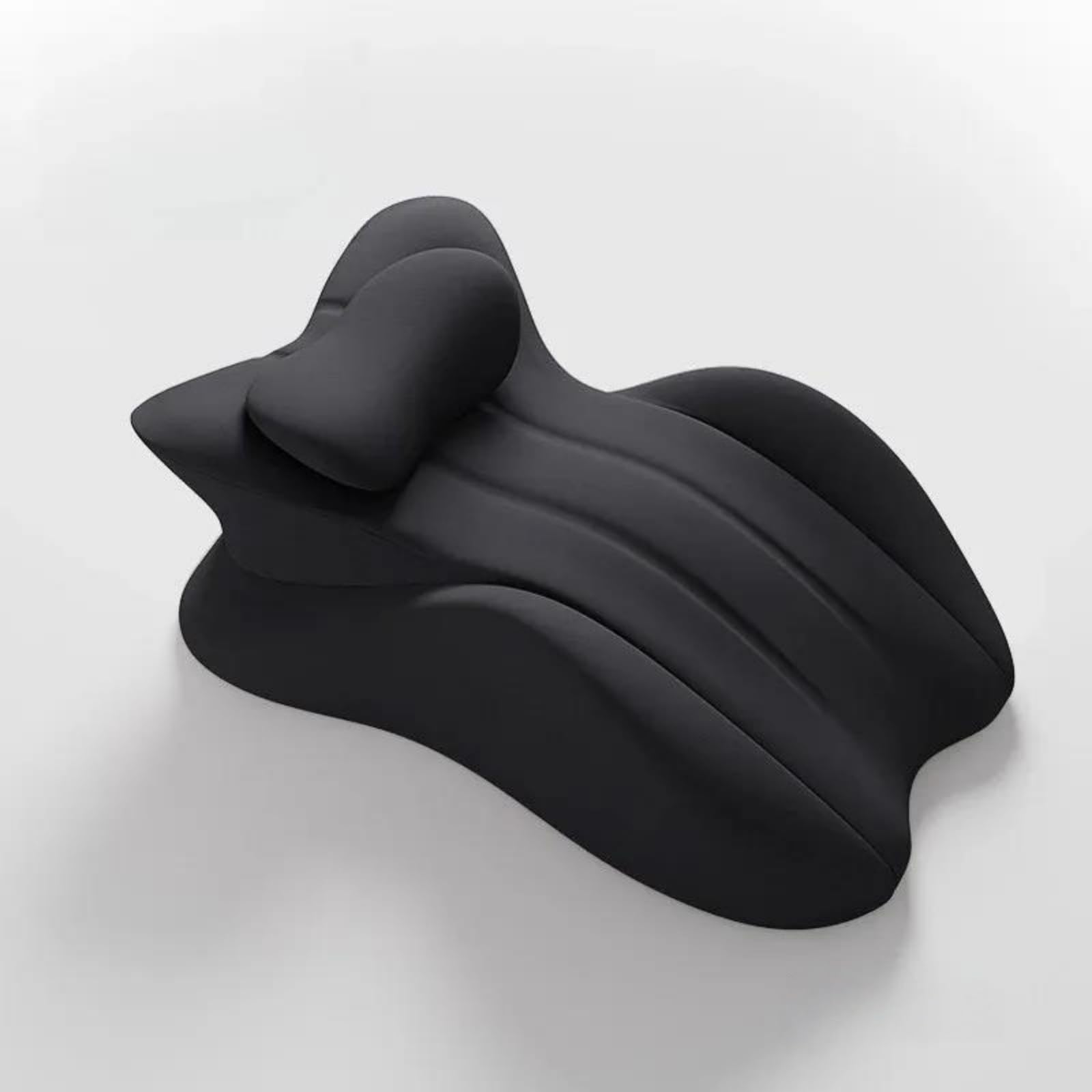 BFJNFPBEU Ergonomic Contoured Stomach Sleeper Pillow with Detachable Neck Headrest, Memory Foam Prone Sleeping Bed Cushion, Multi-Purpose Wedge Support Pillow,Black