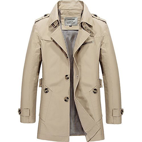 DAVID.ANN Men's Windbreaker Notch Lapel Single Breasted Coat