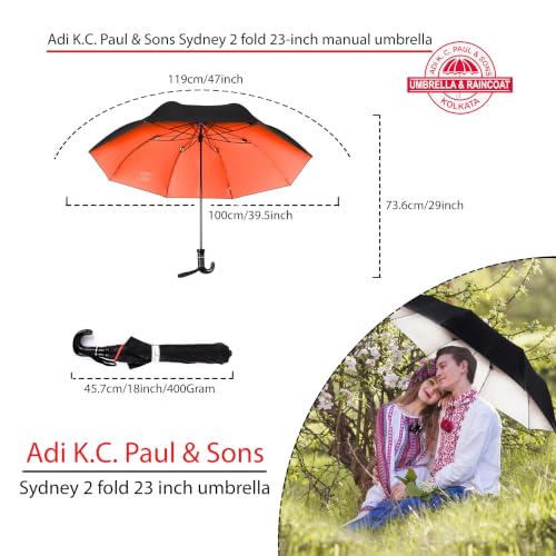 Image of Adi K.C. Paul & Sons Sydney 2 fold heavy duty 23-inch bigger size umbrella for men & women