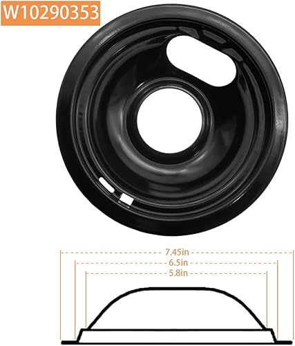 Miniatura 5 de SupHomie W10290350 y W10290353 - Cuencos de porcelana compatibles con Whirlpool, Amana, May-tag - Incluye 2 sartenes de 8 pulgadas y 2 6 pulgadas,