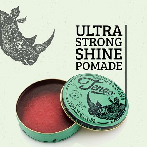 Foto von Tenax Ultra Strong Shine Pomade, 125 ml, wasserbasierte Pomade für Männer verleiht superfesten Halt & starken Glanz, leicht auszuwaschendes Haarwachs mit markantem Duft