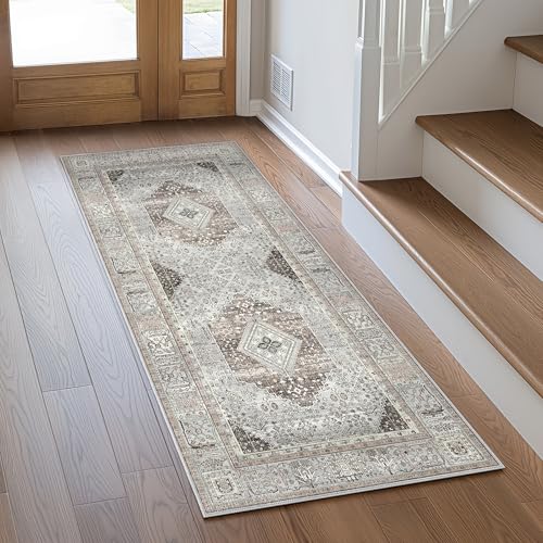 GENIMO 2x10 Non Slip Hallway Runner Rug, Machine Washable, Thin & Low Pile Lightweight for Kitchen, Laundry, Entryway, Bedroom & Living Room