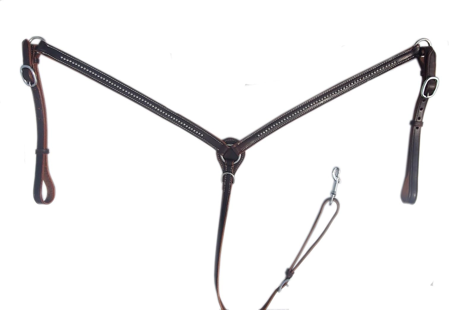 Ensemble D'attaches Western Pour Cheval - Tête Et Collier Poitrine - Cuir Marron - MOUSM