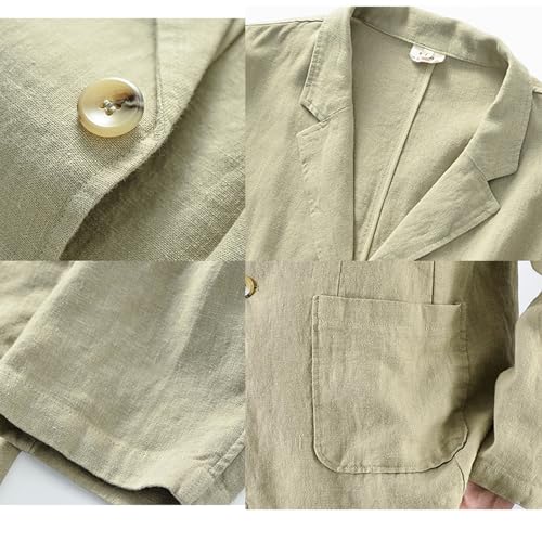 GIBZ Men's Japanese Linen Blazer Simple Solid Color Lapel Suit Jacket 2 Button Loose Sport Coat with Pocket 5
