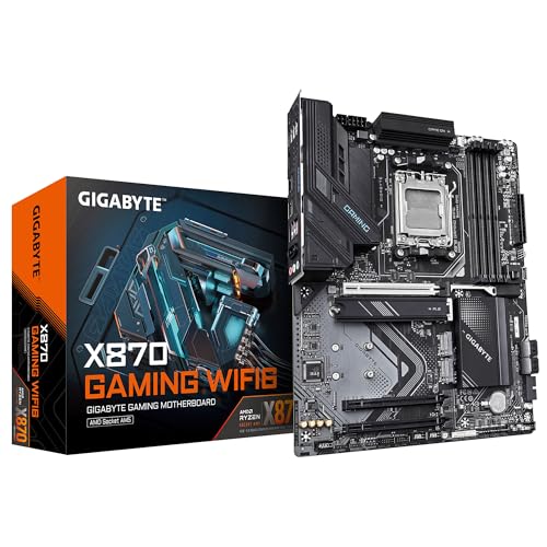 GIGABYTE X870 Gaming WIFI6 Motherboard - Unterstützt AMD Ryzen 9000 CPUs, 8+2+2 Phasen VRM, bis zu 8000MHz DDR5 (OC), 1x PCIe 5.0, Wi-Fi 6, 2.5GbE LAN, USB 4