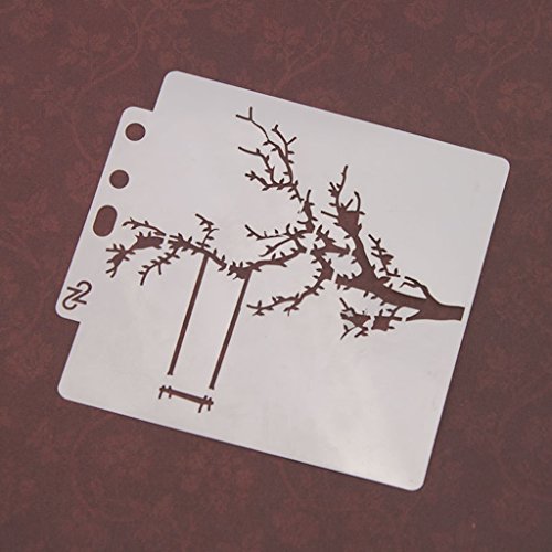 ECMQS Set di 9 stencil per pittura con albero di
