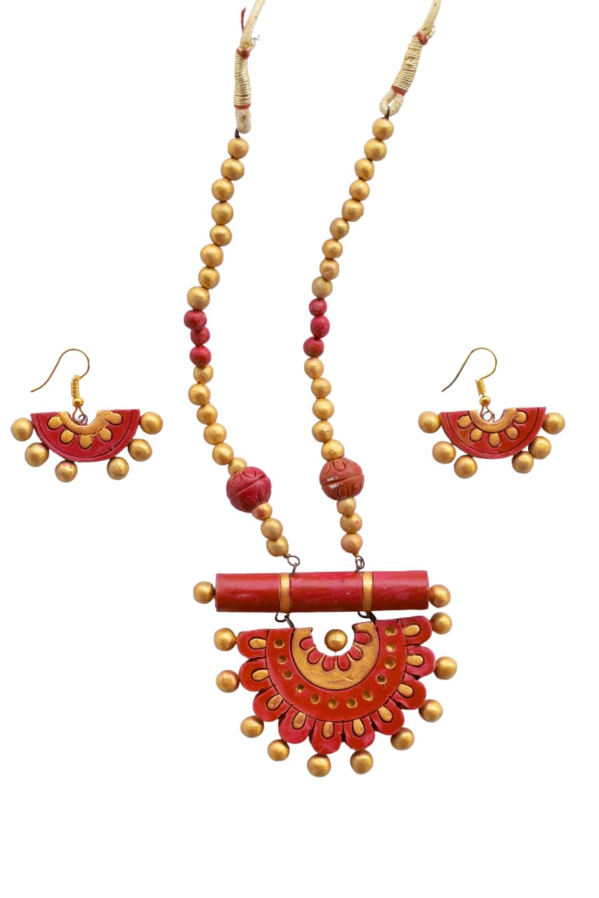 SHILPOGRAM Handmade Terracotta Jewelry Set TRN128 (RED) (B0CQ4FLF4K) Amazon Price History, Amazon Price Tracker