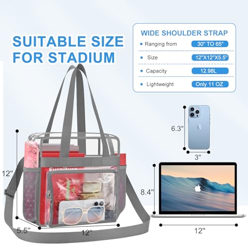 Image of Busiuw Clear Bag for Stadium Events, Stadium Approved 12x12x6 Clear Tote Bag for Sport Fan, Work Concert Travel