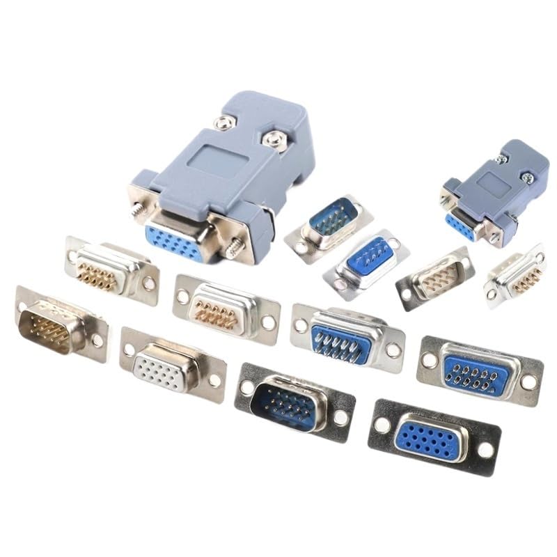 10PCS DB9 Adapter Connector Core RS232 Serial COM Plug Connectors Ho/*le/pin DB15 Female Male Port Socket D Sub DP9 Plastic Case(DB15 Male Golden8)
