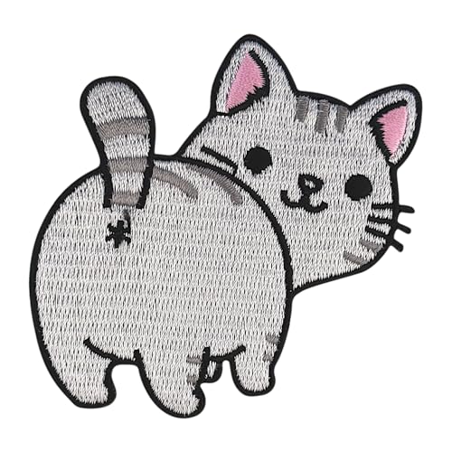 Urbanski Patch Gato gracioso con pelaje gris parche bordado