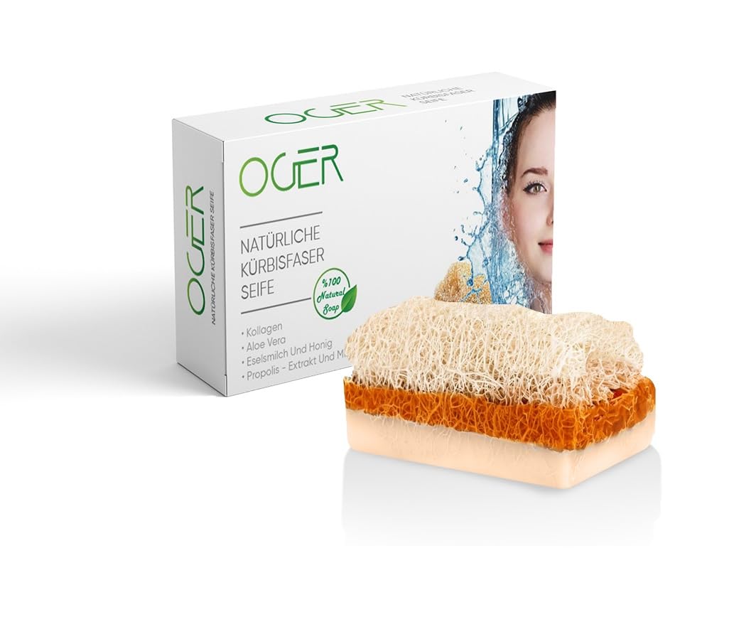 OG-ER Oger Natural Pumpkin Fibre Soap 110 g Donkey Milk and Honey 1 Piece, 110 g (Pack of 1)