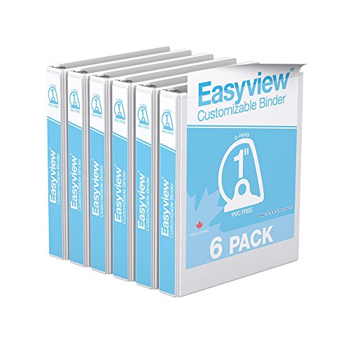 Easyview Premium, Angle D Ring, Customizable, View Binder, 6 Pack (1