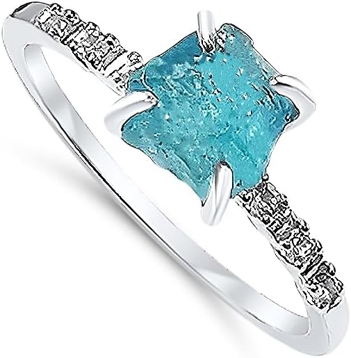 Real Raw Crystal Dainty Ring white Gold Birthstone gift for sister daughter niece Christmas birthday Uniquelan Jewelry