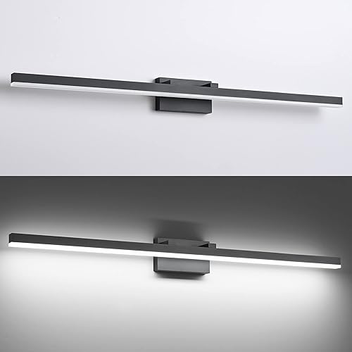 Miniatura 6 de PRESDE 131.102-48.031 in-bK-3C Lámpara de tocador de baño regulable 3 colores cambiables 48 pulgadas moderna lámpara LED negra para baño sobre