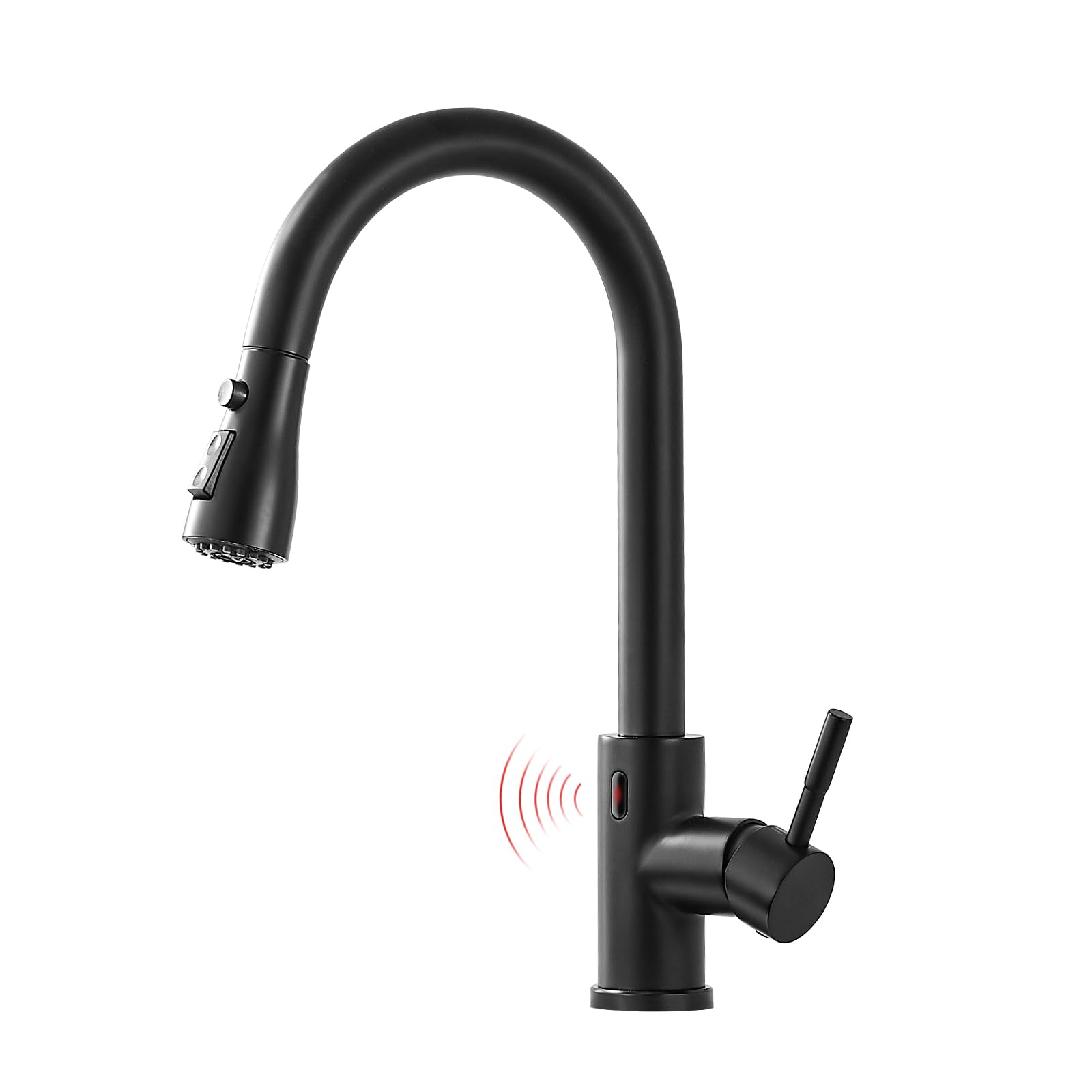 HADECOLL Matte Black Touchless Kitchen Faucet With Pullown Sprayer Smart Mot Sensor Activatehandsfreeesign For Easy Use Anmodern Sle