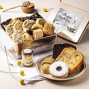 Dulcet Gift Baskets Classic Honey Confection Happy Birthday Tin of Gourmet Pastries Great Celebration Gift For Family, Friends, Men, and Women With Prime Delivery
