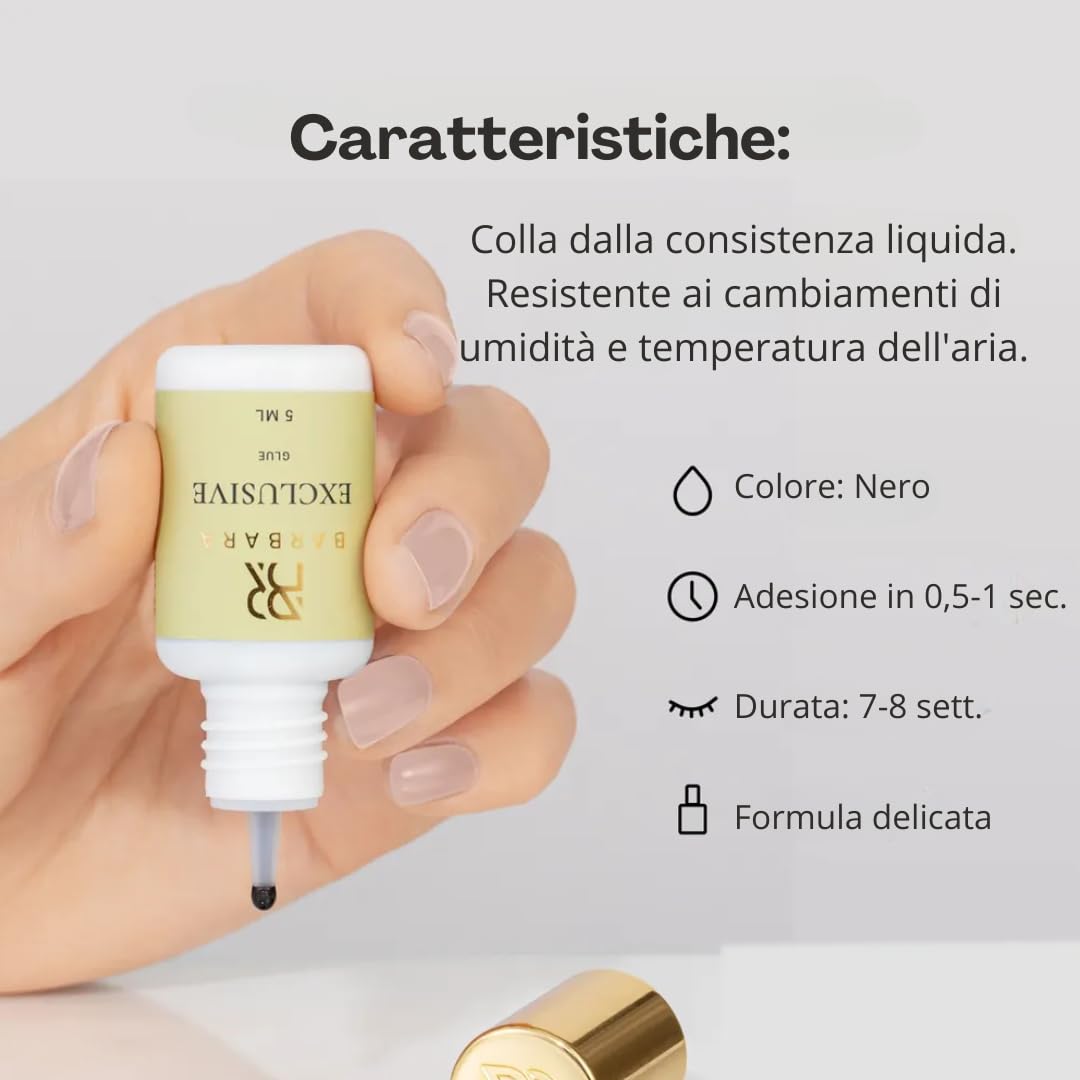 Colle Professionnelle pour Extensions de Cils BARBARA "Exclusive" | Longue durée jusqu'à 8 semaines | Pour les yeux sensibles – Vapeurs minimales | Adhérence rapide 0,5-sec. | Colle Pour Faux Cils