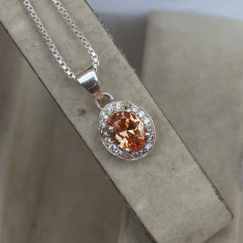 Pendentif morganite orange de qualité supérieure et collier argent sterling 925 - 3