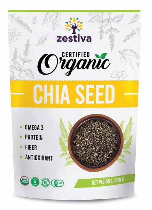 Organic Chia Seeds Omega 3 Protein Fiber Antioxidant Vegan 500g