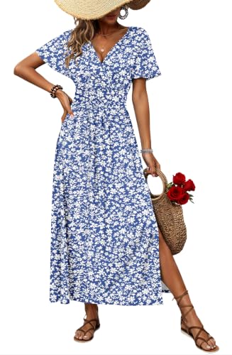 AUSELILY Maxi Dress, Flutter Sleeve, with Pockets