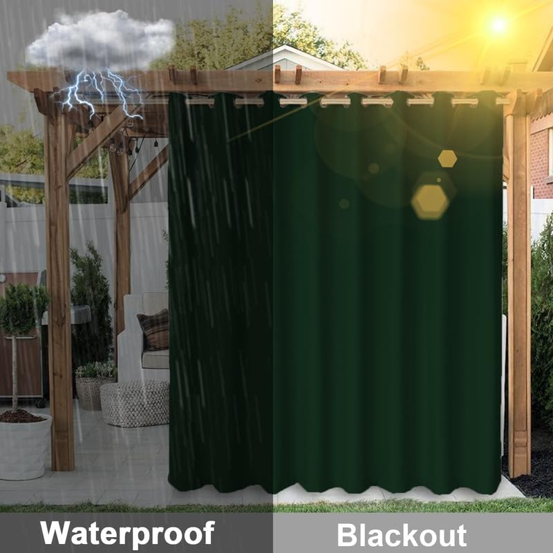 Pannello di protezione solare impermeabile per patio esterno, per camera da letto, veranda, pergola e cabana, 1 pannello 72 x 120 cm (larghezza x altezza), verde scuro