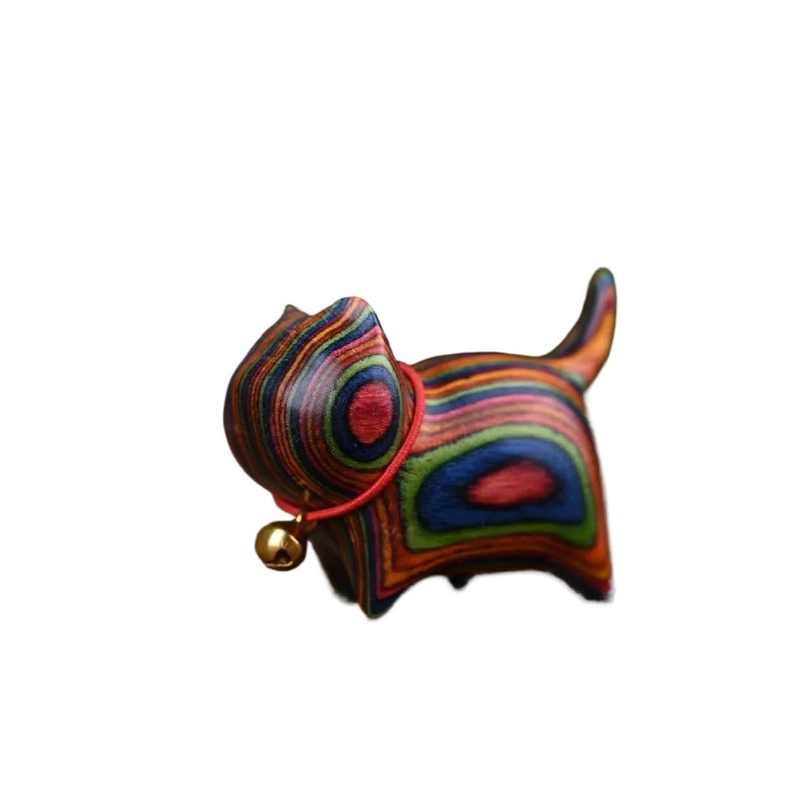 Miunihuooo New Cute Colored Wooden Cat Ornaments Rainbow Wood Carving Rainbow Horse Ornaments Cat Sculptures Home Decor(Faceless Cat-A)