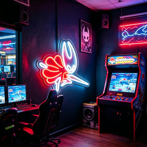 Image of Hollow Knight Neon Sign for Wall Decor Hollow Knight Merch for Wall Decor Man Cave Decor Bedroom Light Up Signs Teen Game Room Decor(17 x 13In)