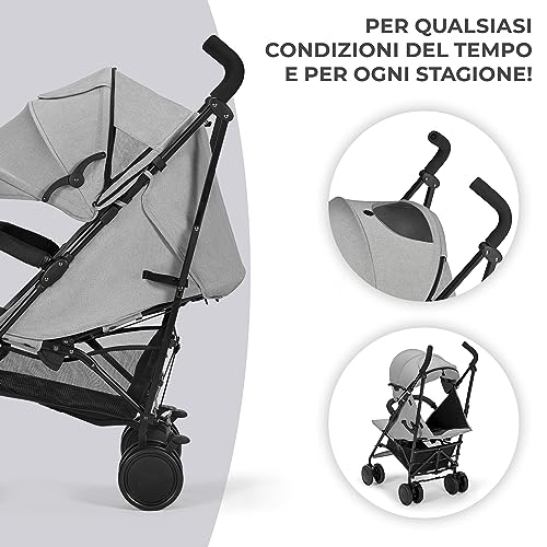 Kk Kinderkraft Passeggino Leggero Siesta, Pieghevole Veloce Compatto, Schienale Reclinabile, Barra Di Sicurezza, Posizione Nanna, Accessori, Fino A 22 Kg, Grigio - 5