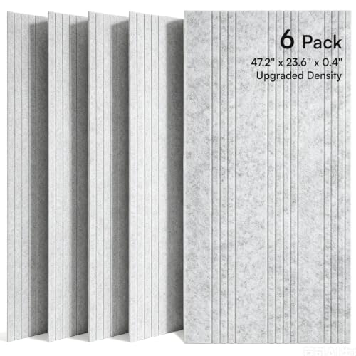 Image of SODOCT 6 Pack Large Acoustic Panels, 47.2 inch X 23.6 inch X 0.4 inch Sound Proof Panels for Walls, Decorative Wall Panels for Home Studio & Office, Gray