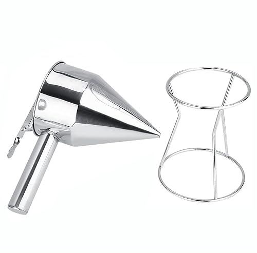 NEWLINE NY Dispensador de embudo para hornear de acero inoxidable con soporte para panqueques Takoyaki, pasteles, pasteles, postres