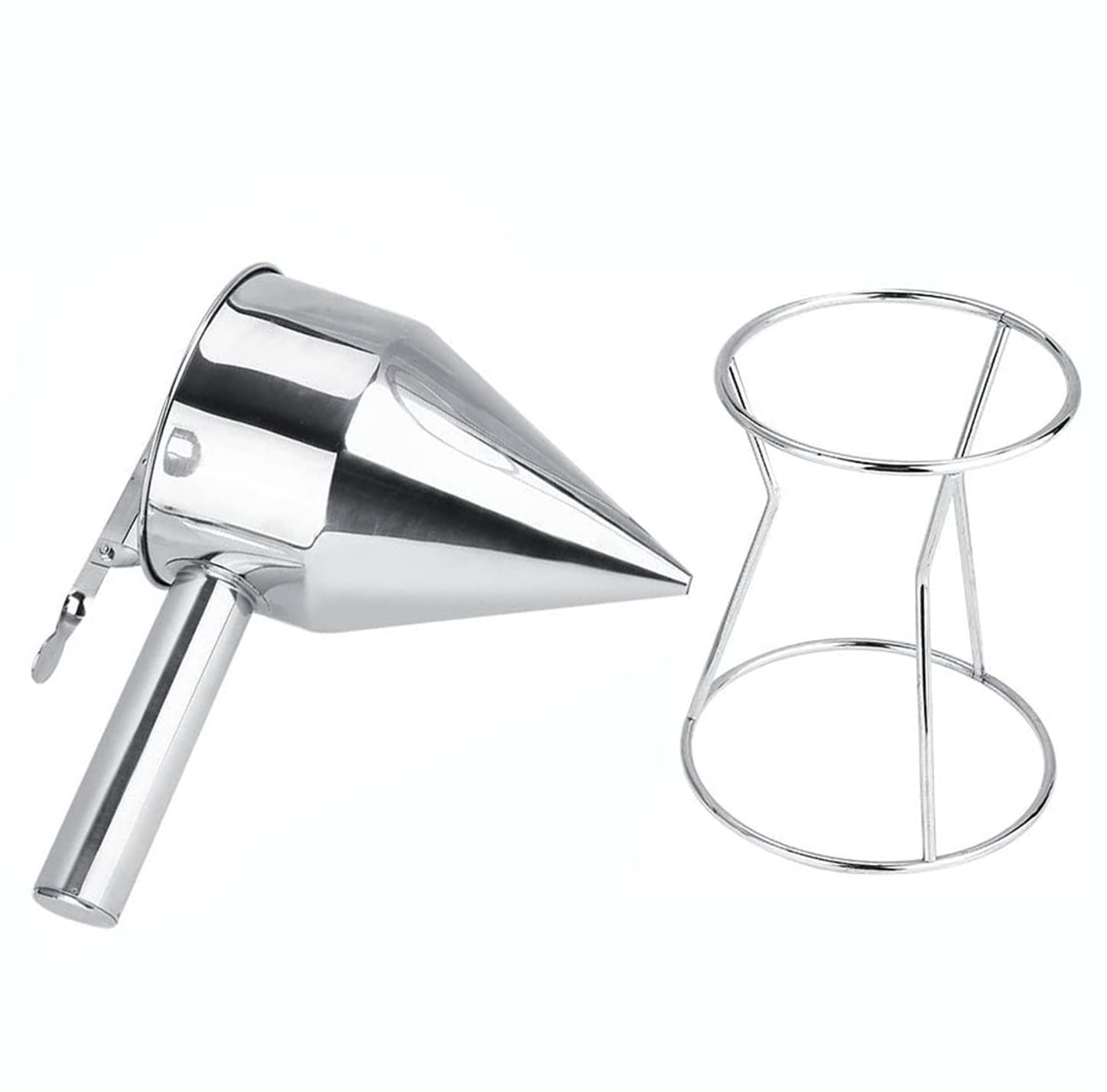 NEWLINE NY Stainless Steel Baking Funnel Dispenser with Stand for Takoyaki Pancake Batter Waffle Cupcake Pastries Desserts