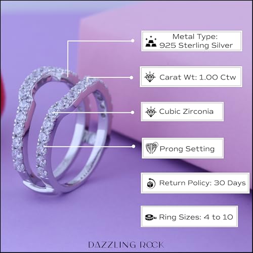 Dazzlingrock Collection 1.00 Cttw Round Cubic Zirconia Wedding Enhancer Ring for Women in 925 Sterling Silver4