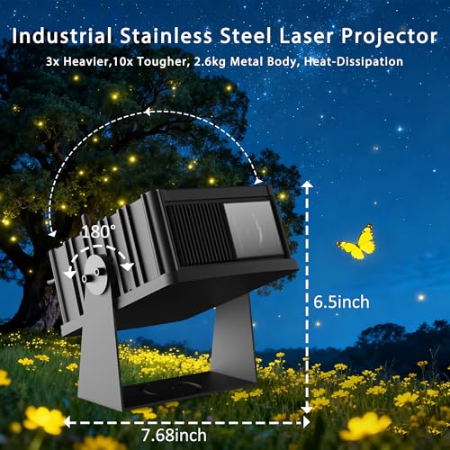 Image of AIRIVO Outdoor Star Laser Projector, App & Remote Control 7 Colors Motion Smart Firefly Lights Christmas Snowflake Projector, 8 Lighting Effects Fairy Light Projector for Holiday Decor Garden Light