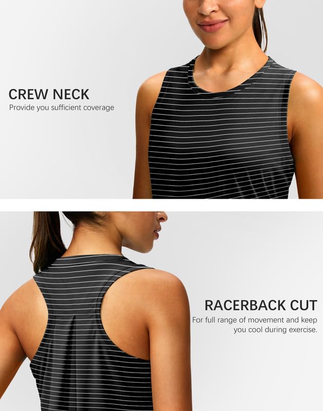 Image of Women's Workout Tops Racerback Athletic Tank Tops Sleeveless Loose Fit Yoga Running Gym Shirts for Women