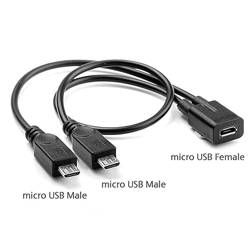 Miniatura 3 de Cable divisor micro USB, micro USB 1 hembra a 2 machos, cable de carga de extensión divisor en Y para Galaxy S5 i9600 S4 I9500 Note2 (1.0 ft/12