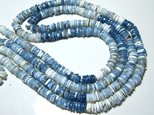 Opale bleue naturelle perles heishi rondes lisses 5mm pour création bijoux précieux