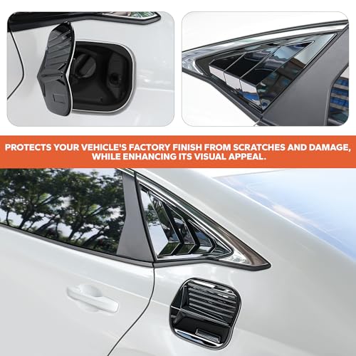 Image of for 11th Gen 2022-2026 Honda Civic Accessories, 3pcs Trim Set - Rear Quarter Triangle Window Louver Covers & Fuel Tank Cover (Fits Sedan Only /Not for Hatchback) (Glossy Black)