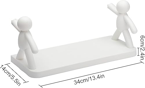 Miniatura 3 de Paquete de 2 estantes flotantes de pared de baño con bonita muñeca, estante colgante de pared de villano, estante de almacenamiento de humanoides